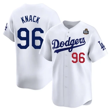 Men's Los Angeles Dodgers Landon Knack ＃96 White Limited Home 2024 World Series Jersey