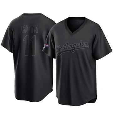 Men's Los Angeles Dodgers Manny Mota ＃11 Black Replica Pitch Fashion 2024 World Series Champions Jersey