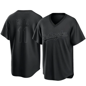 Men's Los Angeles Dodgers Manny Mota ＃11 Black Replica Pitch Fashion Jersey