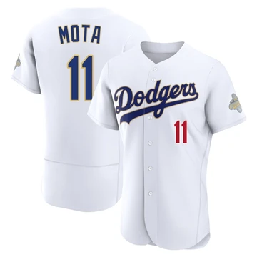 Men's Los Angeles Dodgers Manny Mota ＃11 Gold Authentic White 2026 Collection Jersey