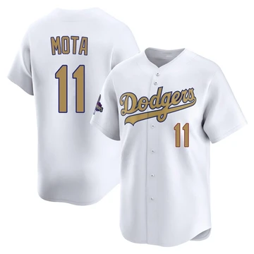 Men's Los Angeles Dodgers Manny Mota ＃11 Gold Limited White 2025 Collection Jersey