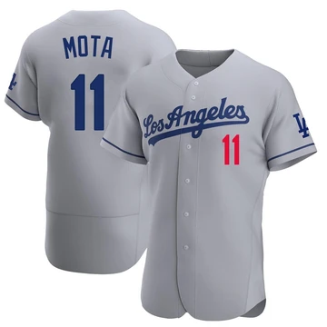 Men's Los Angeles Dodgers Manny Mota ＃11 Gray Authentic Away Jersey
