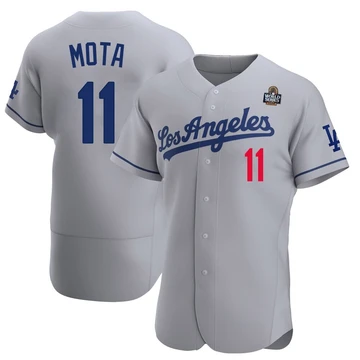 Men's Los Angeles Dodgers Manny Mota ＃11 Gray Authentic Away Official 2024 World Series Jersey