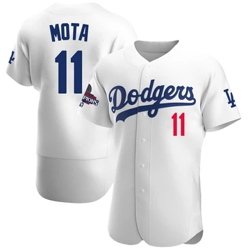 Men's Los Angeles Dodgers Manny Mota ＃11 White Authentic Home Official 2024 World Series Champions Jersey