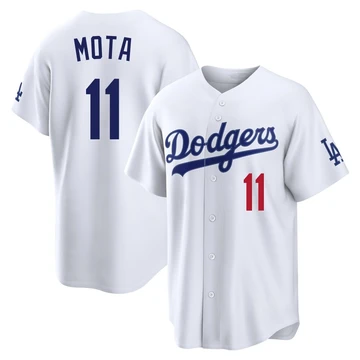 Men's Los Angeles Dodgers Manny Mota ＃11 White Limited Home Stadium Jersey