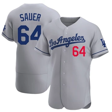 Men's Los Angeles Dodgers Matt Sauer ＃64 Gray Authentic Away Jersey