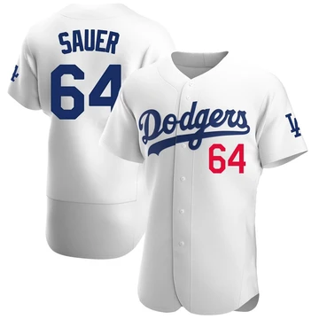 Men's Los Angeles Dodgers Matt Sauer ＃64 White Authentic Home Jersey