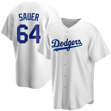Men's Los Angeles Dodgers Matt Sauer ＃64 White Replica Home Jersey