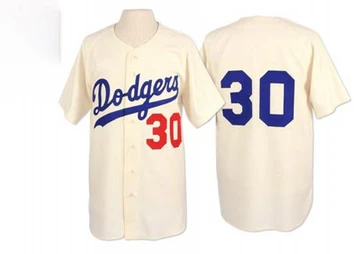 Men's Los Angeles Dodgers Maury Wills ＃30 Cream Authentic 1962 Throwback Jersey
