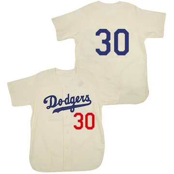 Men's Los Angeles Dodgers Maury Wills ＃30 Cream Replica 1955 Throwback Jersey