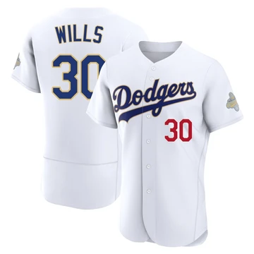 Men's Los Angeles Dodgers Maury Wills ＃30 Gold Authentic White 2026 Collection Jersey