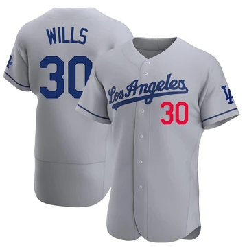 Men's Los Angeles Dodgers Maury Wills ＃30 Gray Authentic Away Jersey