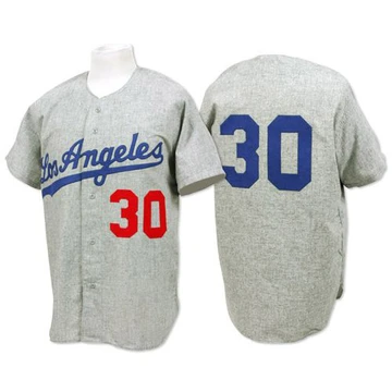 Men's Los Angeles Dodgers Maury Wills ＃30 Grey Replica 1963 Throwback Jersey