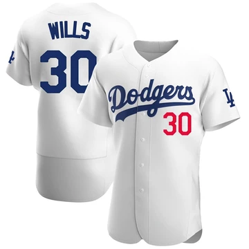 Men's Los Angeles Dodgers Maury Wills ＃30 White Authentic Home Jersey