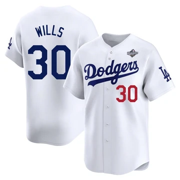 Men's Los Angeles Dodgers Maury Wills ＃30 White Limited Home 2025 World Series Jersey