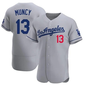 Men's Los Angeles Dodgers Max Muncy ＃13 Gray Authentic Away Jersey