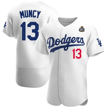 Men's Los Angeles Dodgers Max Muncy ＃13 White Authentic Home Official 2024 World Series Jersey