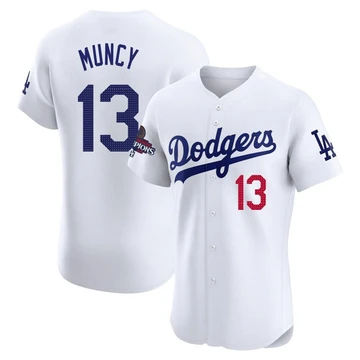 Men's Los Angeles Dodgers Max Muncy ＃13 White Elite Home World Series Champions Jersey