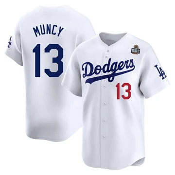 Men's Los Angeles Dodgers Max Muncy ＃13 White Limited Home 2024 World Series Jersey