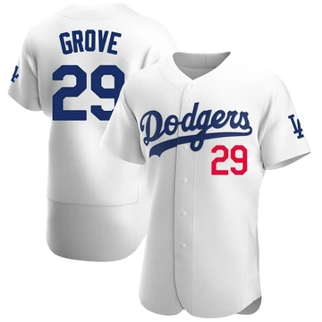 Men's Los Angeles Dodgers Michael Grove ＃29 White Authentic Home Jersey