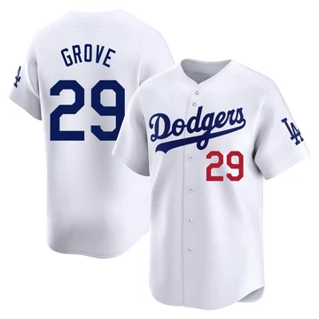 Men's Los Angeles Dodgers Michael Grove ＃29 White Limited Home Jersey
