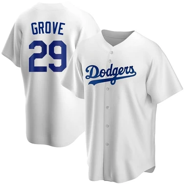 Men's Los Angeles Dodgers Michael Grove ＃29 White Replica Home Jersey