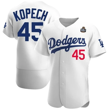 Men's Los Angeles Dodgers Michael Kopech ＃45 White Authentic Home Official 2024 World Series Jersey
