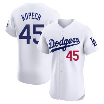 Men's Los Angeles Dodgers Michael Kopech ＃45 White Elite Home Jersey