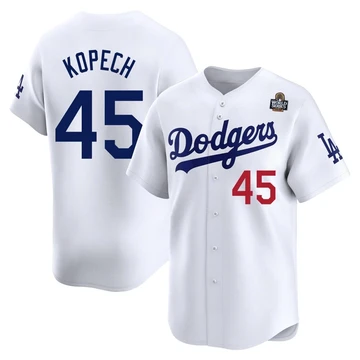 Men's Los Angeles Dodgers Michael Kopech ＃45 White Limited Home 2024 World Series Jersey
