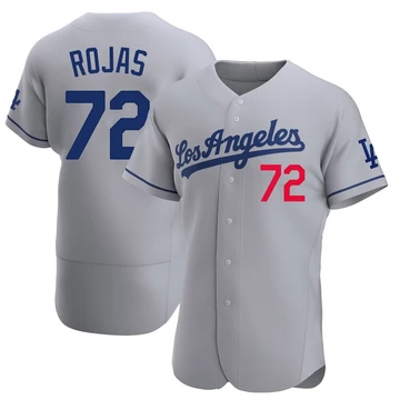 Men's Los Angeles Dodgers Miguel Rojas ＃72 Gray Authentic Away Jersey