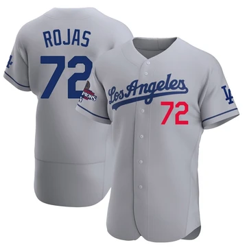 Men's Los Angeles Dodgers Miguel Rojas ＃72 Gray Authentic Away Official 2024 World Series Champions Jersey