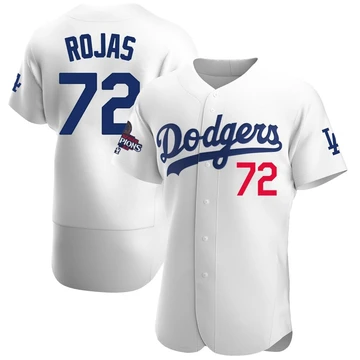 Men's Los Angeles Dodgers Miguel Rojas ＃72 White Authentic Home Official 2024 World Series Champions Jersey