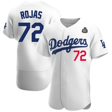 Men's Los Angeles Dodgers Miguel Rojas ＃72 White Authentic Home Official 2024 World Series Jersey
