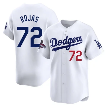 Men's Los Angeles Dodgers Miguel Rojas ＃72 White Limited Home 2024 World Series Champions Jersey