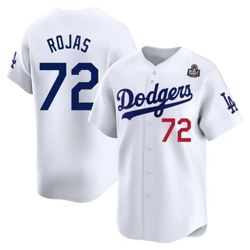 Men's Los Angeles Dodgers Miguel Rojas ＃72 White Limited Home 2024 World Series Jersey