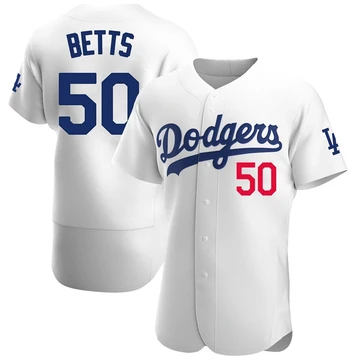 Men's Los Angeles Dodgers Mookie Betts ＃50 White Authentic Home Jersey