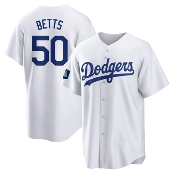 Men's Los Angeles Dodgers Mookie Betts ＃50 White Replica 2024 World Tour Seoul Series Home Jersey