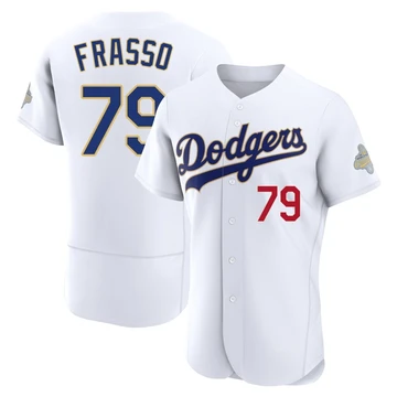 Men's Los Angeles Dodgers Nick Frasso ＃79 Gold Authentic White 2026 Collection Jersey