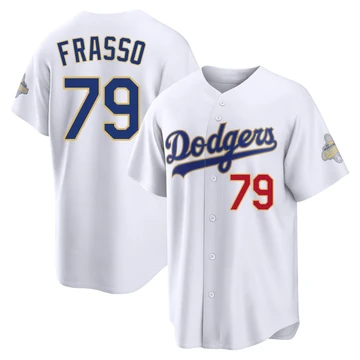 Men's Los Angeles Dodgers Nick Frasso ＃79 Gold Limited White 2026 Collection Stadium Jersey