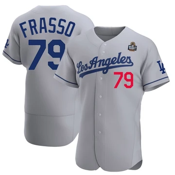 Men's Los Angeles Dodgers Nick Frasso ＃79 Gray Authentic Away Official 2024 World Series Jersey