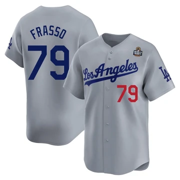 Men's Los Angeles Dodgers Nick Frasso ＃79 Gray Limited Away 2024 World Series Jersey