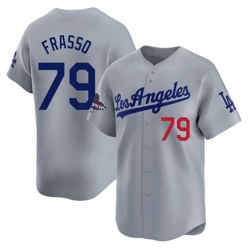 Men's Los Angeles Dodgers Nick Frasso ＃79 Gray Limited Away World Series Champions Jersey