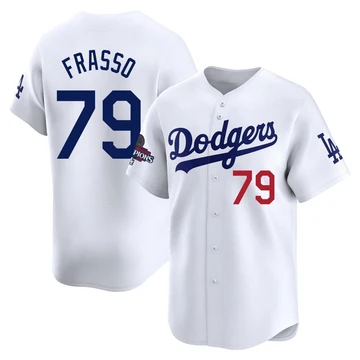 Men's Los Angeles Dodgers Nick Frasso ＃79 White Limited Home 2024 World Series Champions Jersey