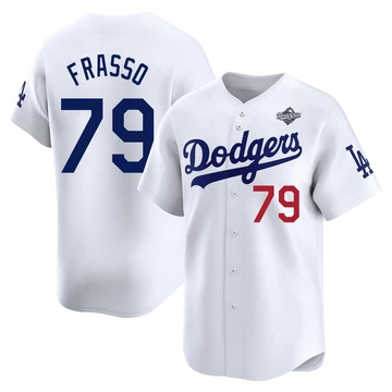 Men's Los Angeles Dodgers Nick Frasso ＃79 White Limited Home 2025 World Series Jersey