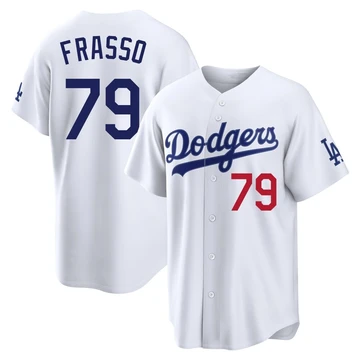 Men's Los Angeles Dodgers Nick Frasso ＃79 White Limited Home Stadium Jersey