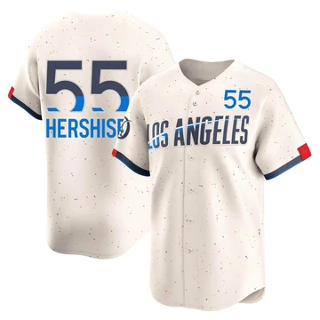 Men's Los Angeles Dodgers Orel Hershiser ＃55 Cream Limited 2024 City Connect Jersey