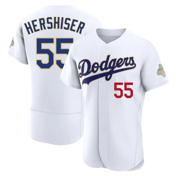 Men's Los Angeles Dodgers Orel Hershiser ＃55 Gold Authentic White 2026 Collection Jersey