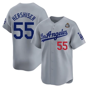 Men's Los Angeles Dodgers Orel Hershiser ＃55 Gray Limited Away 2024 World Series Jersey