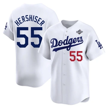 Men's Los Angeles Dodgers Orel Hershiser ＃55 White Limited Home 2025 World Series Jersey