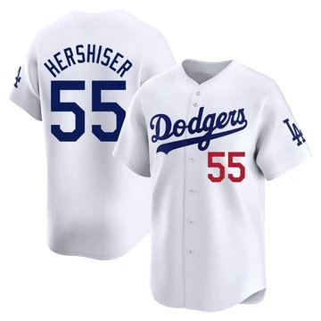 Men's Los Angeles Dodgers Orel Hershiser ＃55 White Limited Home Jersey